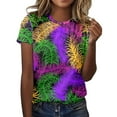 thumbnail image 1 of PMUYBHF T-Shirt Décontracté Mode Femme Col Rond Manches Courtes Imprimé Couleur 1165 L, 1 of 4