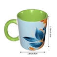 thumbnail image 3 of Leafs Blooming Blue Coffee Mug Fun Custom Ceramic Mugs 11oz Green, 3 of 5