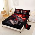 thumbnail image 2 of Homewish Vintage Samurai Landscape Bed Sheets,Red Son Maple Leaf Full Size Sheets,4pcs,1 Flat Sheet, 1 Fitted Sheet and 2 Pillowcases, 2 of 6