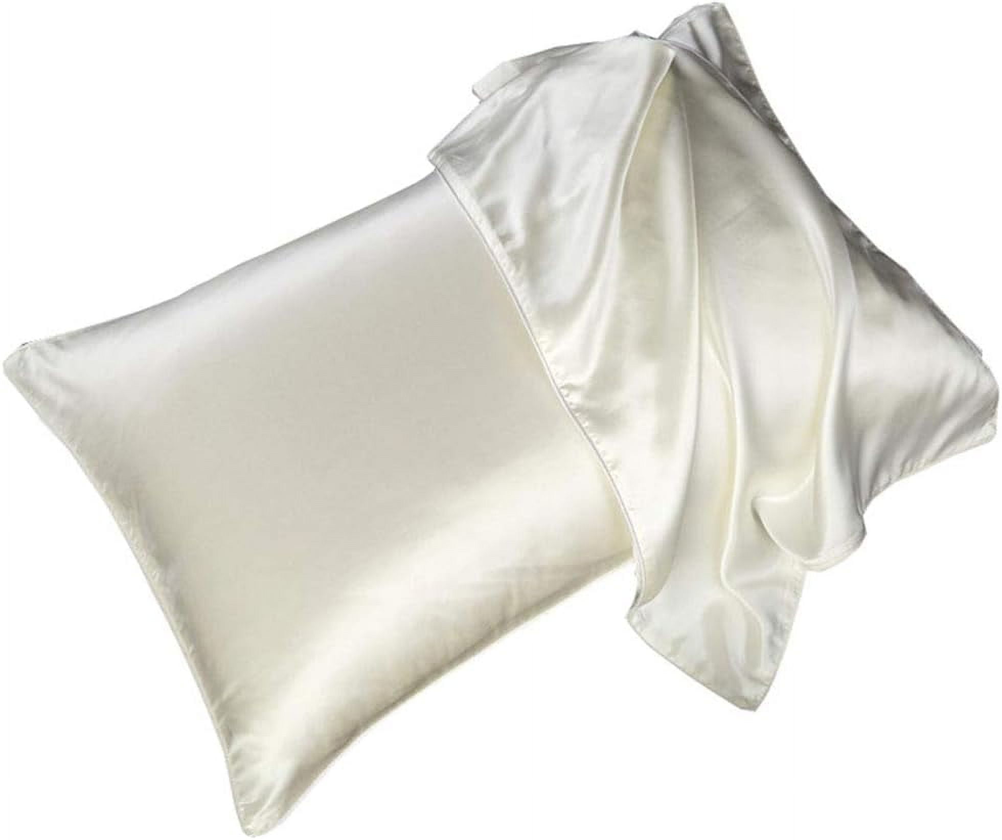 Nvzi 2 Pack 100% Silk Pillowcases for Hair and Skin 19 Momme Silk Bed Pillowcases with Envelope Closure (Queen Size, White)