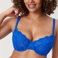 thumbnail image 3 of DELIMIRA Women's Balconette Bra Plus Size Lace Sexy Underwire Unlined Push Up See Through Bras, 3 of 4