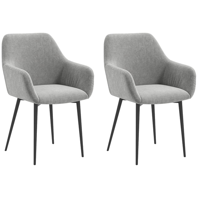 HOMCOM Dining Chairs Set of 2, Upholstered Kitchen Chairs with Backrest
