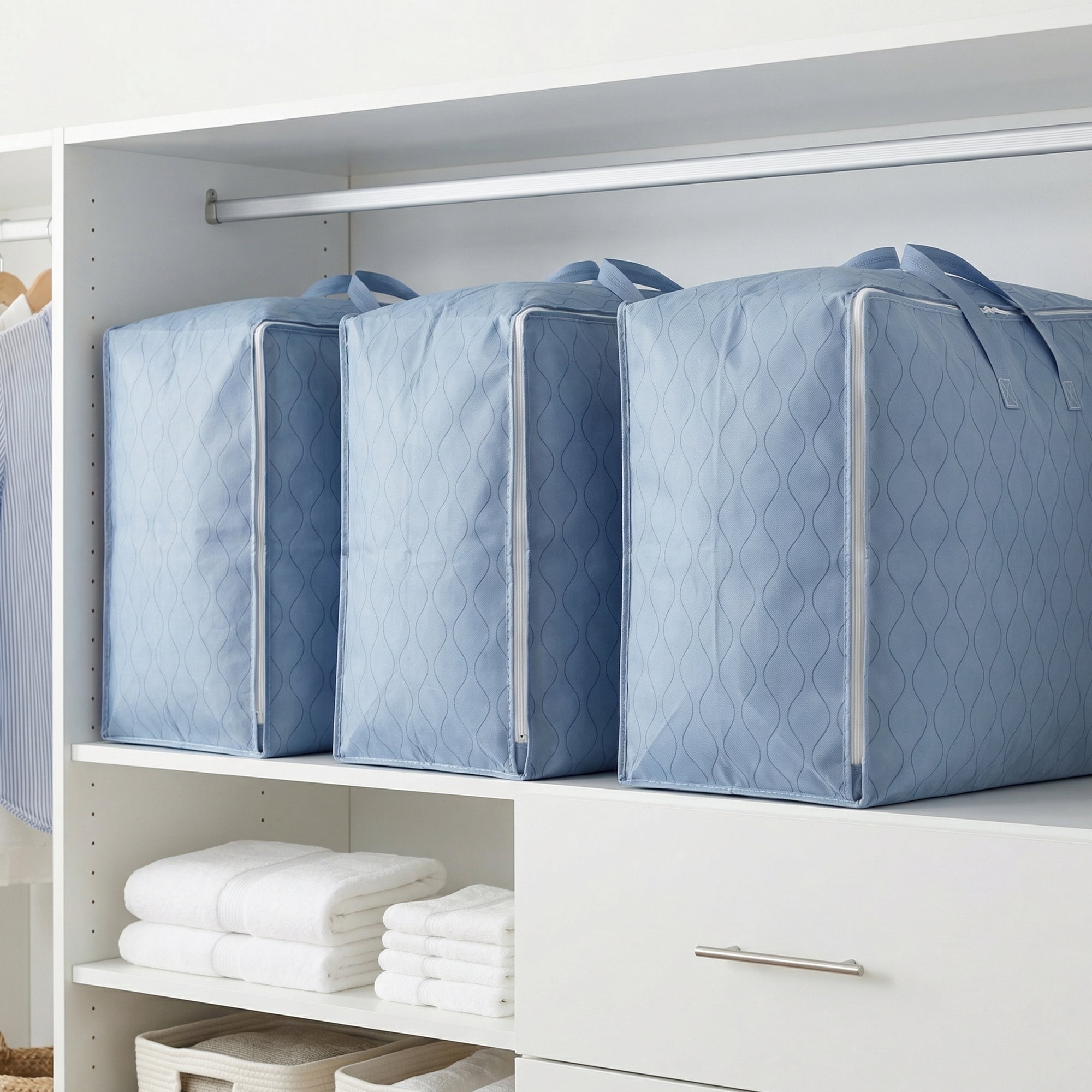 Unique Bargains Storage Bag for Organizing Comforter and Closet Blue 24"x10.6"x20.5"