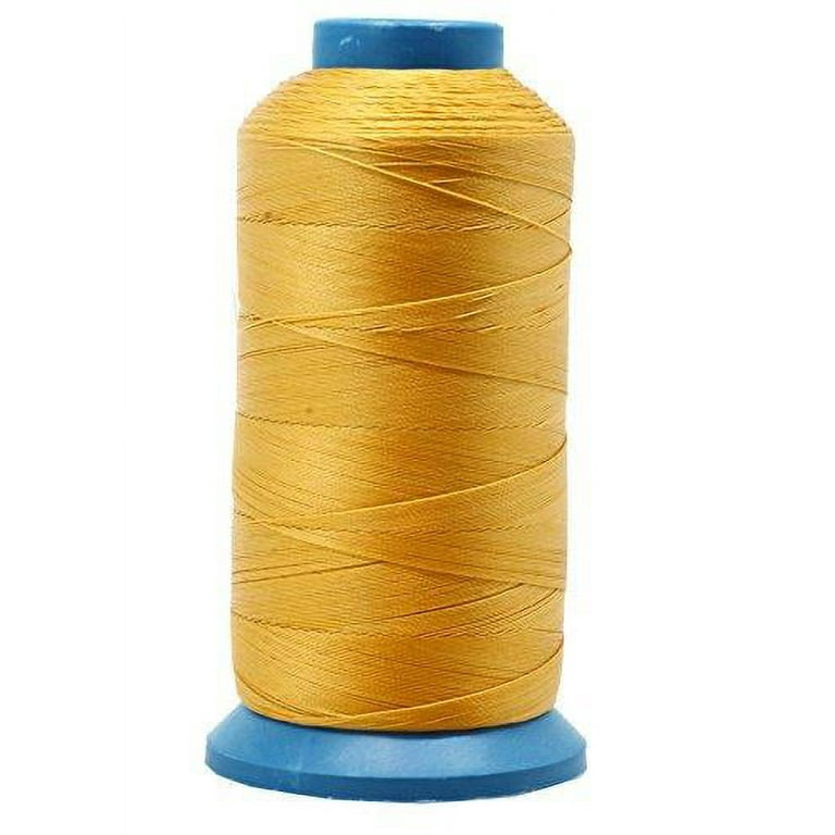 Mandala Crafts Bonded Nylon Thread for Sewing Leather, Upholstery, Jeans and Weaving Hair; Heavy-Duty; 1500 Yards Size 69 T70, Gold