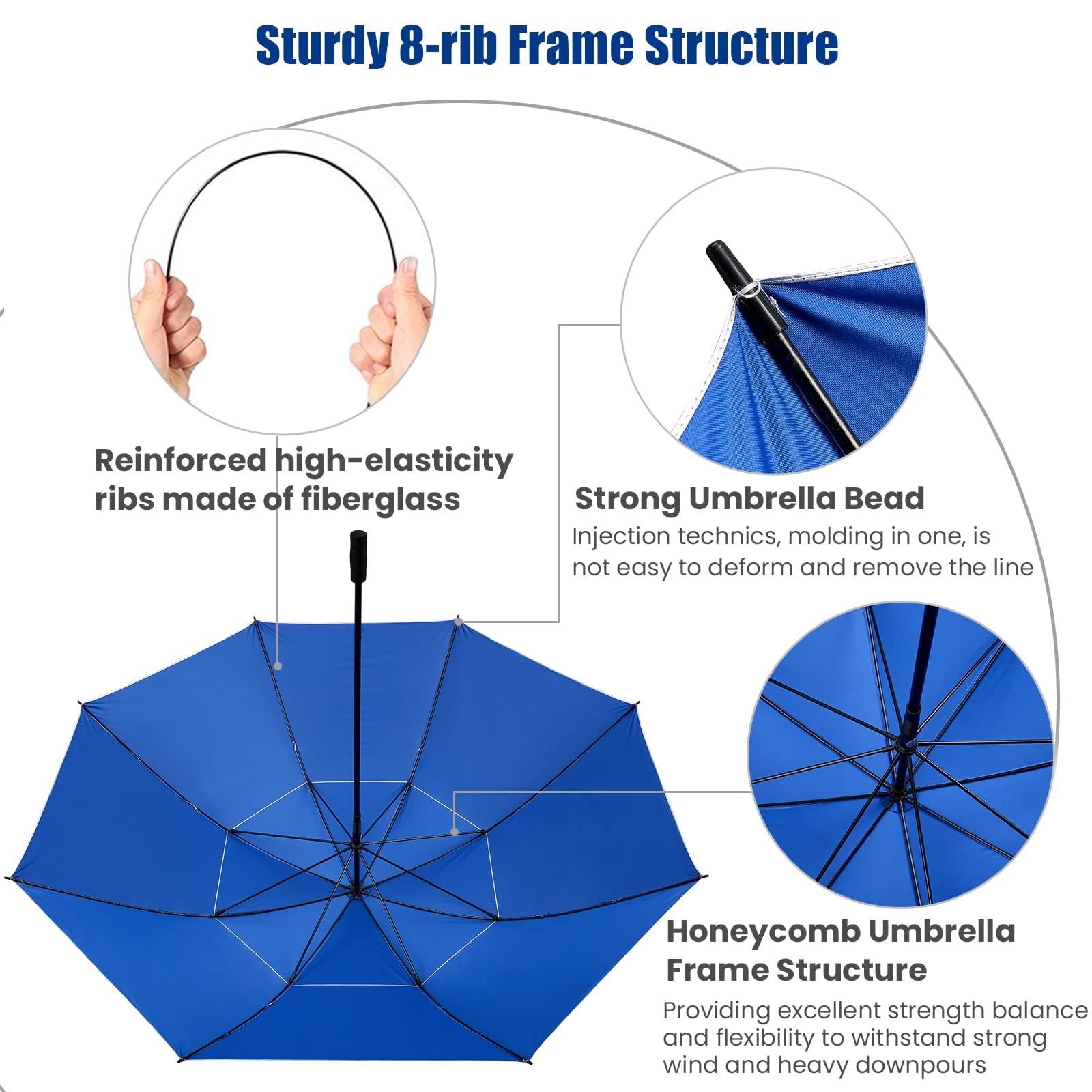 G4Free 80 Inch Huge Large Oversize Golf Umbrella Double Canopy Vented Windproof Stick Umbrellas, 6.6 Ft Heavy Duty for Outdoor Doorman Family