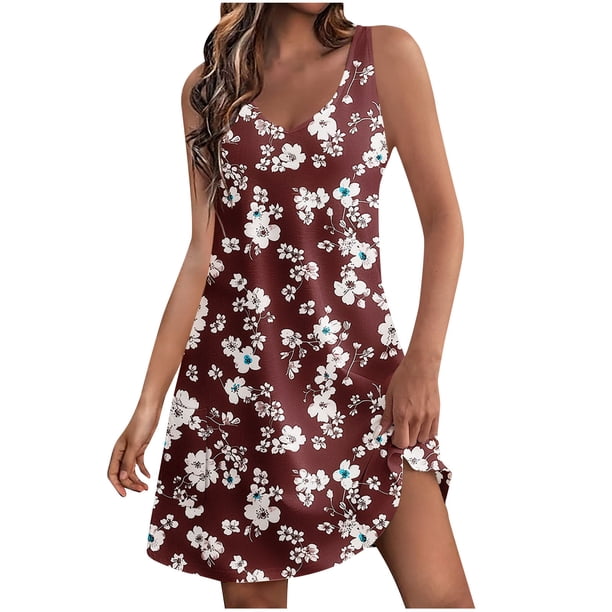 Vestidos de Verano con Cuello en V para Mujeres 2025 Casual con Bolsillos Boho Beach Camisetas Vestido Tanque Suelto
