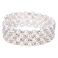 thumbnail image 2 of Crystal Pearl Multilayer Wide Elastic Cuff Bracelet Bangle Wristband Jewelry, 2 of 6