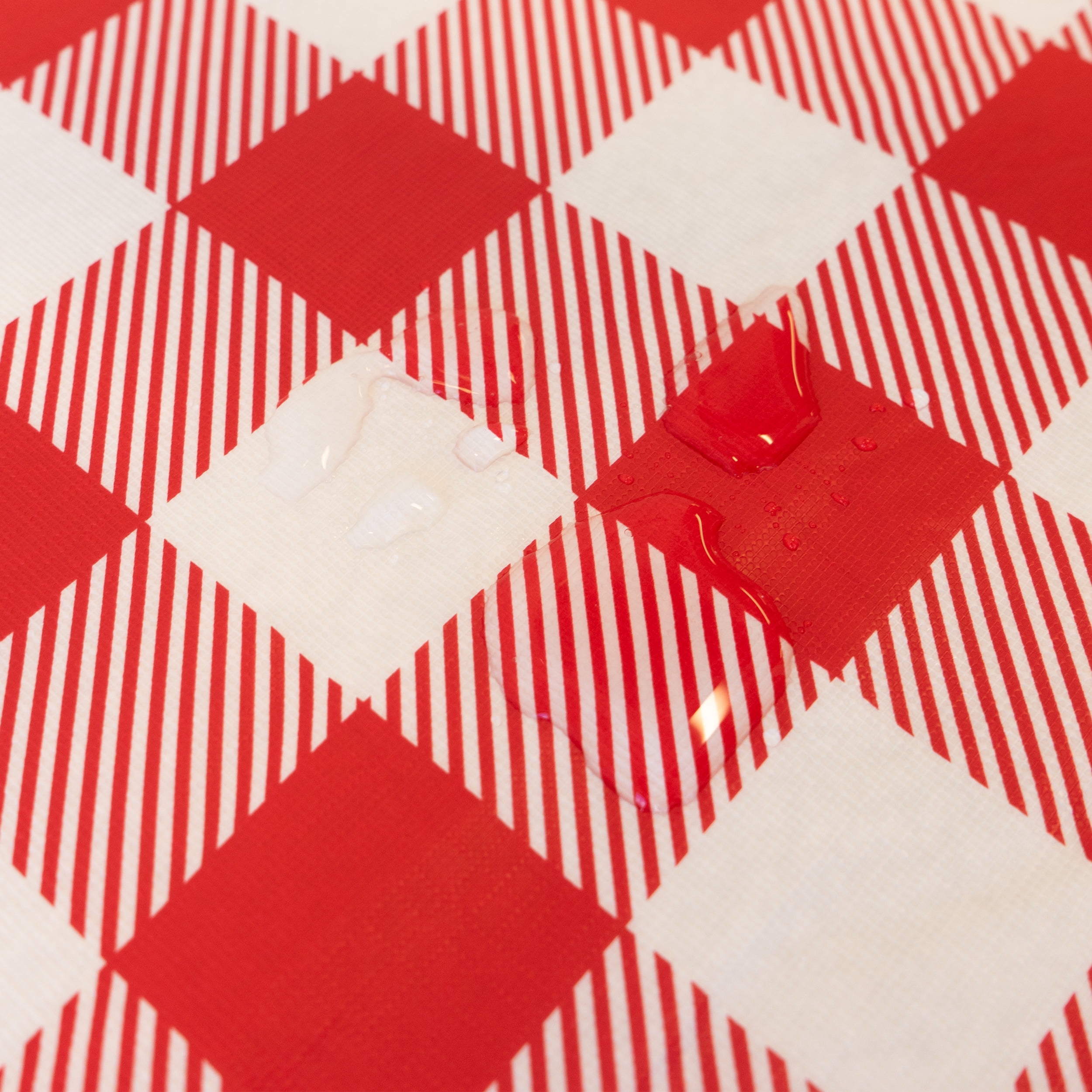 Waverly Inspirations Rectangular Elastic Fitted Table Cover Waterproof Vinyl Tablecloth With Flannel Backing, 6Ft Table, 72" x 30", Gingham Red, 1 PK