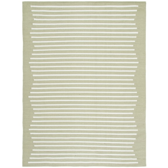 SAFAVIEH Montauk Amadine Striped Cotton Area Rug, Light Green/Ivory, 8' x 10'