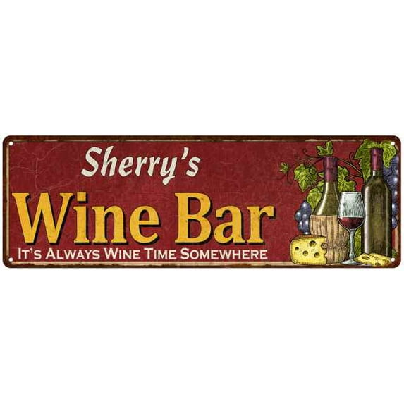 Sherry's Wine Bar Red Gift Home Kitchen Decor 6x18 Sign 206180056124