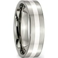thumbnail image 4 of Titanium/Silver Two-Tone Titanium Polished With Sterling Silver Inlay 6mm Flat Band (Size 6.5) Made In China tb208-6.5, 4 of 5