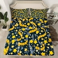 thumbnail image 2 of Feelyou Teens Vintage Filmstrip Twin Sheet Sets, Kawaii Star Print Twin Fitted Sheet, Navy Gold Cartoon Flat Sheet, Super Cozy Room Decor, 3pcs, 2 of 7