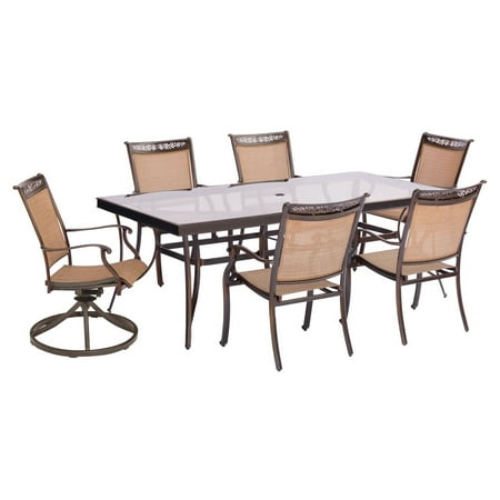 dining patio hanover table chairs outdoor glass piece fontana swivel tile sets aluminum rockers rectangular furniture lowes stationary tan homedepot
