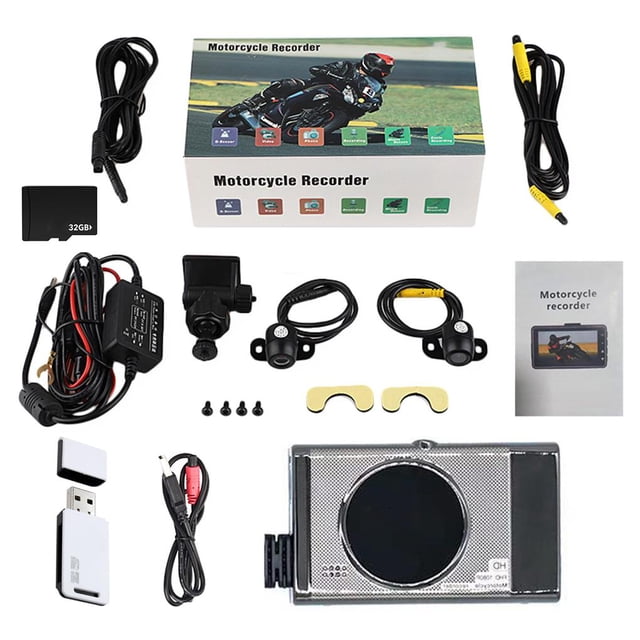 Cámara De Salpicadero De Moto Delantera Y Trasera 480P/720P Usb Recargable Con Cámara Dual 32G Tarjeta De Memoria Lector De Tarjetas Grabadora De Datos De Motocicleta Kearding VI005159-00