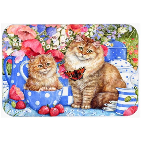 Blue Cats Glass Large Cutting Board