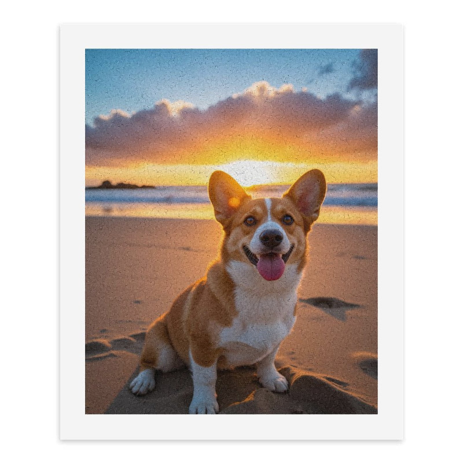 Paint by Numbers Kit for Adults, Corgi Beach Sunset Joy Paint by Numbers, Easy Paint by Numbers Kit for Adults Beginner, DIY Adult Paint by Number Kits on Canvas, Home Decor