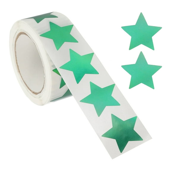 Star Stickers Roll 1", 500 Pcs Metallic Foil Stars Self-Adhesive Labels, Metallic Green