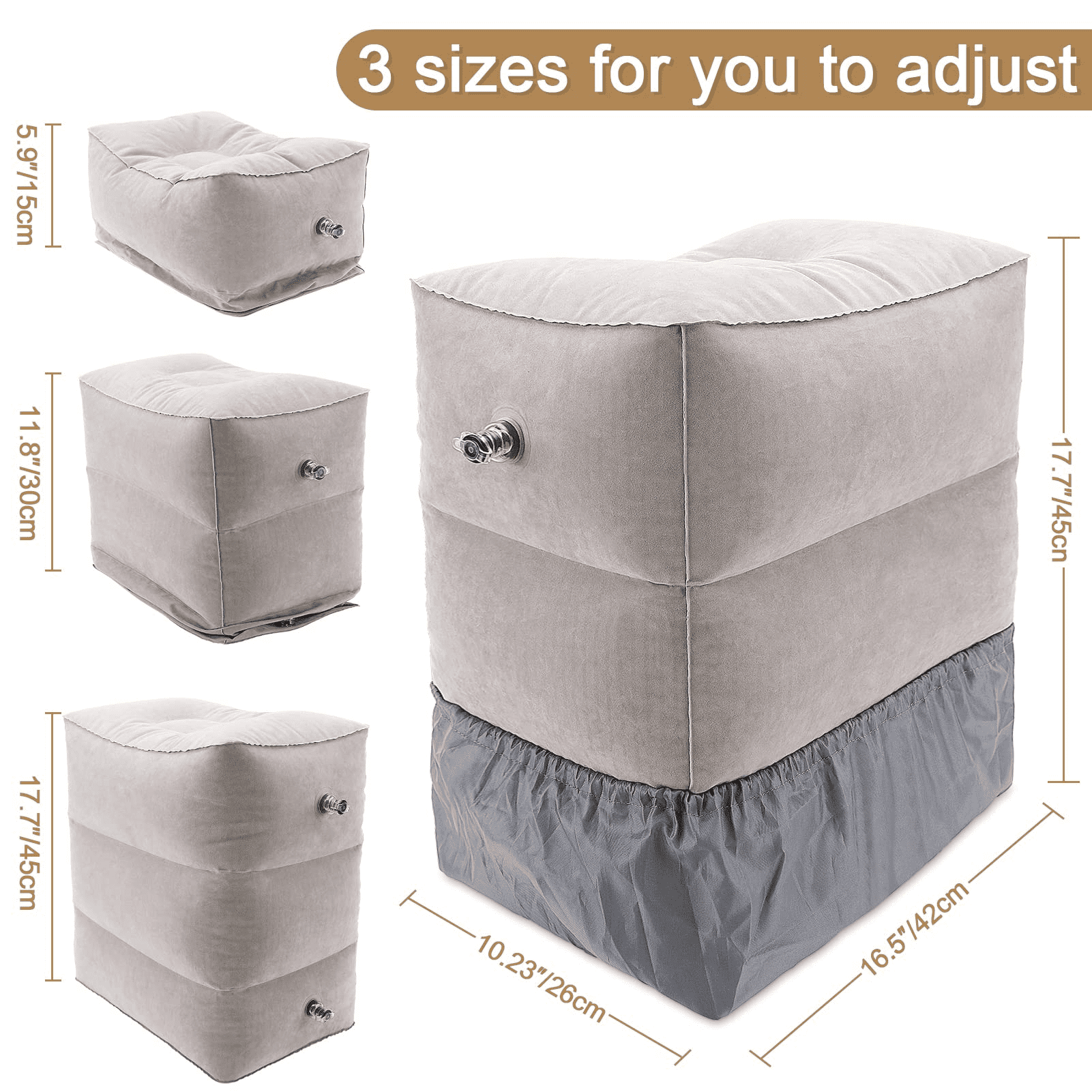 Gray color, inflation tools not included. Travel Footrest Pillow -  Inflatable Footrest for Kids Aircraft Bed Sleeping Flight Leg Pillow,  Inflatable