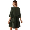 thumbnail image 2 of Purcoar Womens V Neck Ruffle Sleeve Midi Dress Tiered Panel Dress, 2 of 9