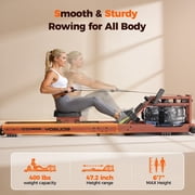 YOSUDA Foldable Water Rowing Machine for Home - 400LBS Capacity Rower with LCD Monitor & Bluetooth App, Solid Beech Wood, Space-Saving Design, Full-Body Workout