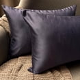 thumbnail image 5 of The HomeCentric Decorative Lumbar Pillow Cover Blue Pack Of 2, 12"x26" (30x65 cm) Satin Solid Oblong Pillow Cover, Modern Cushion Cover Style - Midnight Blue Slub Satin, 5 of 14