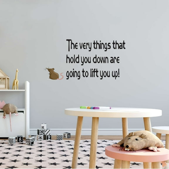 Zoo Elephant Mouse The Things That Hold You Down Lift You Up Africa Zebra Lion Safari Jungle Species Hippo Alligator Giraffe Tiger Wilderness Ideas Wall Decal Sticker - Size: 40 In X 20 In