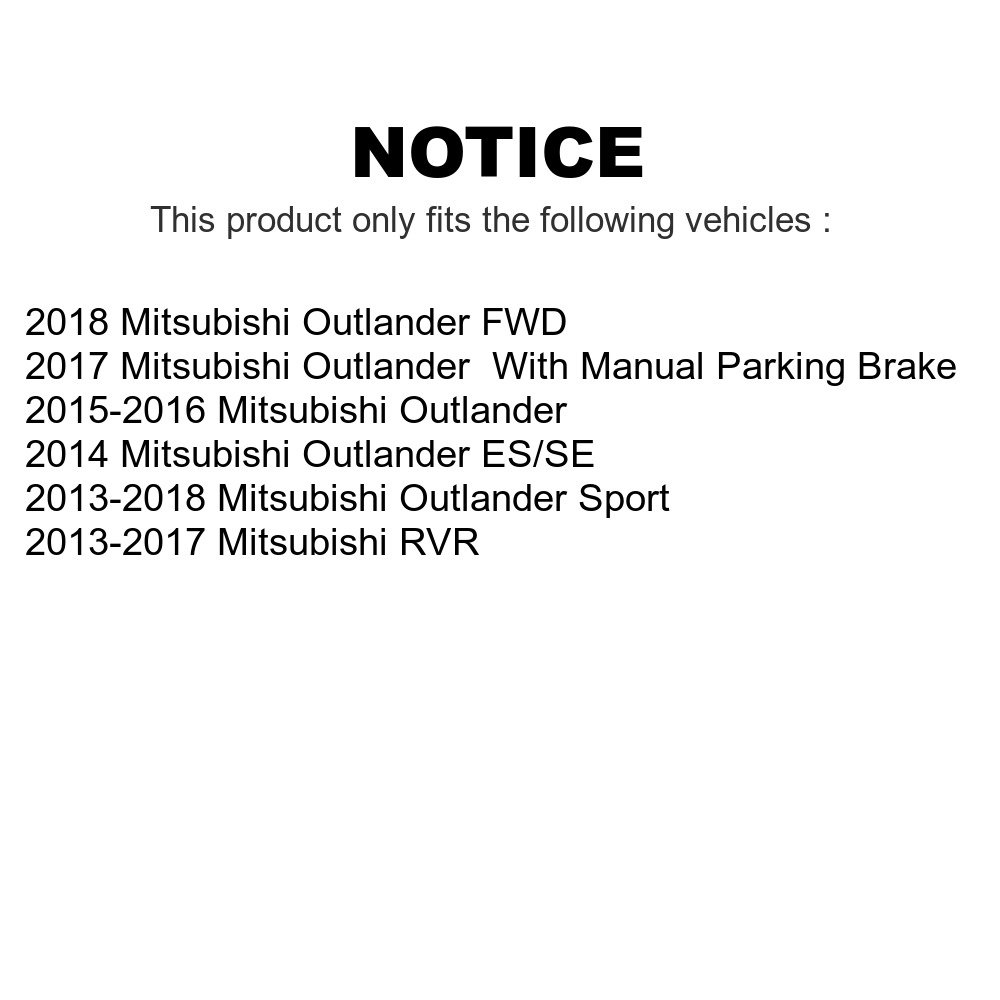 2015 2016 2017 for Mitsubishi Outlander Front /& Rear Brake Rotors and Pads
