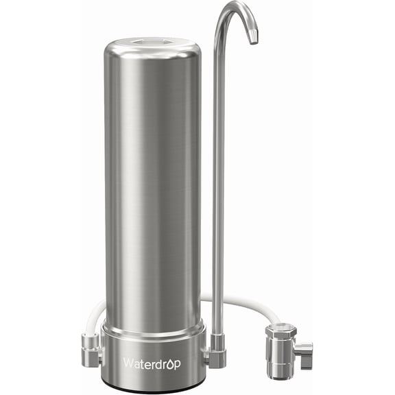 Waterdrop WD-CTF-01 Countertop Filtration System, 5-Stage Stainless Steel Countertop Filter, Long-Lasting Faucet Water Filter, Reduces 99% of Chlorine, Heavy Metals, Bad Taste (1 Filter Incl