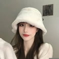 thumbnail image 4 of D-GROEE Winter Faux Bucket Hat Wool Fluffy Plush Bucket Hat Thick Fuzzy Fisherman Hat, 4 of 6