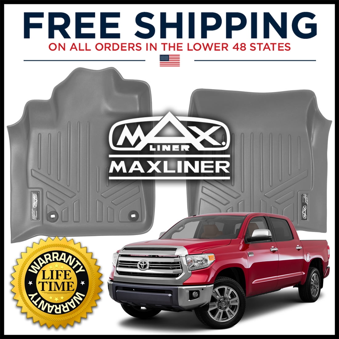 MAXFLOORMAT Front 1st Row Truck Floor Liner Mat Grey for 20122019