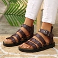 thumbnail image 2 of Rokment Women's Orthopedic Cork Footbed Fisherman Sandals Flat Platform Walking Sandals Comfortable Leather Open Toe Ankle Strap Strappy Beach Summer Casual Footwear Black Size 6, 2 of 6