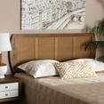 thumbnail image 4 of Harris Mid-Century Modern Ash Walnut Finished Wood and Synthetic Rattan Full Size Headboard, 4 of 4