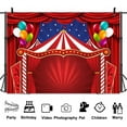 thumbnail image 4 of 8 x 6 ft Carnival Backdrop, Circus Theme Red Curatin Balloon Backdrop Carnival Photo Booth Props Kids Adults Birthday Baby Shower Party Decoration Banner Polyester, 4 of 5