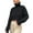 Black M, variant on Women Sweater High Collar Flared Long Sleeve Short Knitting Tops Solid Color Loose Fit Ribbed Casual Knitwear