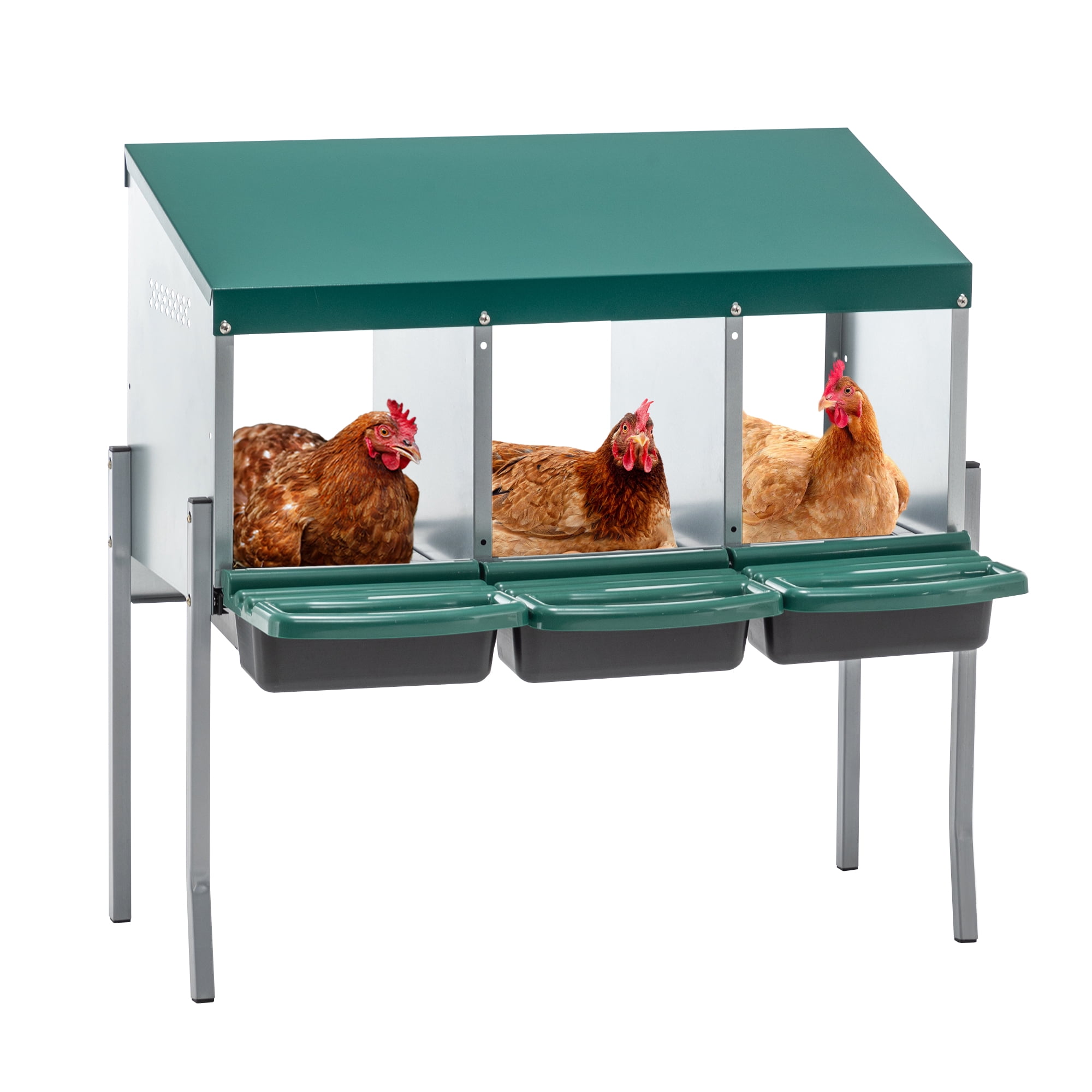 Nesting Boxes for Chickens, 3 Holes Chicken Nesting Boxes with Legs, Chicken Laying Box with Lid Cover, for Outdoor Chicken Coop Farm Yard, Rreen