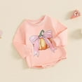 thumbnail image 5 of WERYOUNG Girls Boys Onesie Casual Long Sleeve Bowknot Pumpkin Printed Round Neck Halloween Bodysuit Trendy Outdoor One-Pieces,Pink,0-3 Months, 5 of 7
