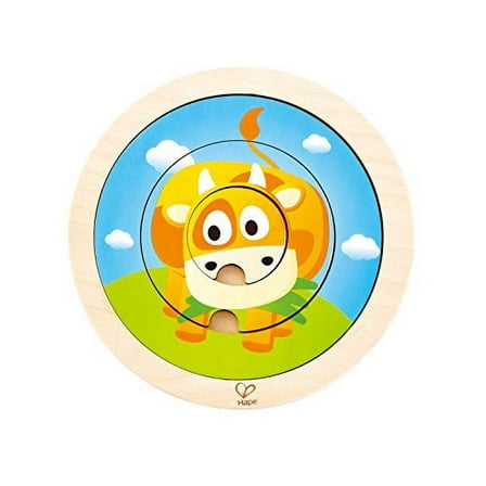 Hape 2-in-1 Spinning Farm Puzzle Game, Multicolor, 5'' x 2''