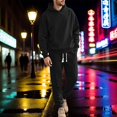 thumbnail image 2 of SGMVNU Tracksuit Men 2 Piece Set Men's Loose Casual Sports Long Sleeved Trousers Jacquard Hooded Sweatshirt Suit Winter Jogging Suit(Black, XL), 2 of 4