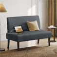 thumbnail image 3 of Renwick Corduroy Armless Loveseat with Strong Rubberwood Legs & USB Ports for Small Spaces, Dark Gray, 3 of 10
