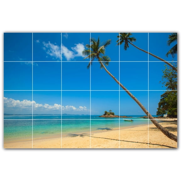 Picture-Tiles.com: Beach Ceramic Tile Wall Mural WAL500097-64L. 48"W x 32"H using (24) 8" x 8" Ceramic Tiles-Satin Finish