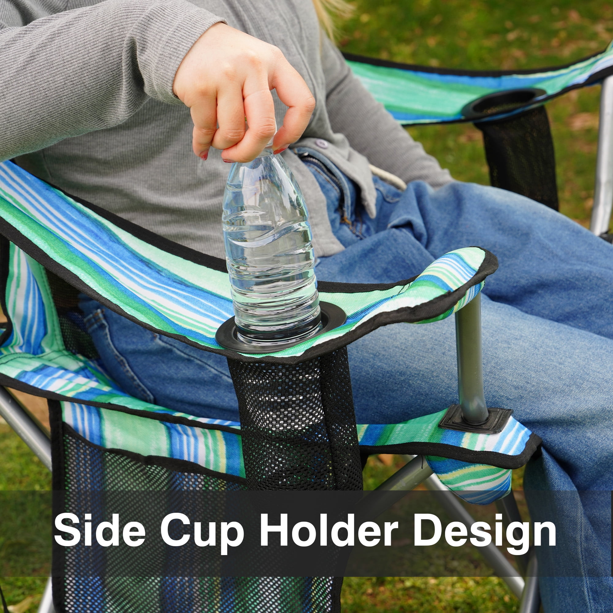 BalanceFrom Folding Camp Chair，Portable Outdoor Chair，with Cup Holder & Carrying Bag，for Camping, Beach, Fishing, and Sports Events