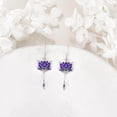 thumbnail image 6 of Lotus Earrings 925 Sterling Sliver Purple Lotus Flower Dangle Earrings Jewerly Gifts for Women, 6 of 6