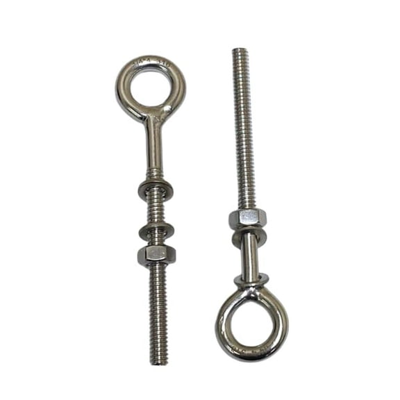 US STAINLESS 2 Pieces Stainless Steel 316 Eye Bolt 1/4" x 4" UNC Short Thread Marine Grade Pitch of 20