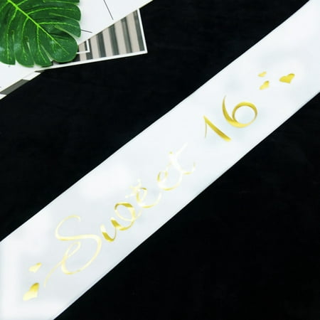 TURNTABLE LAB Sweet Sixteen Birthday Girl Sash Party Celebration Gift Present Decoration (Sweet 16 Birthday Presents For Best Friend)