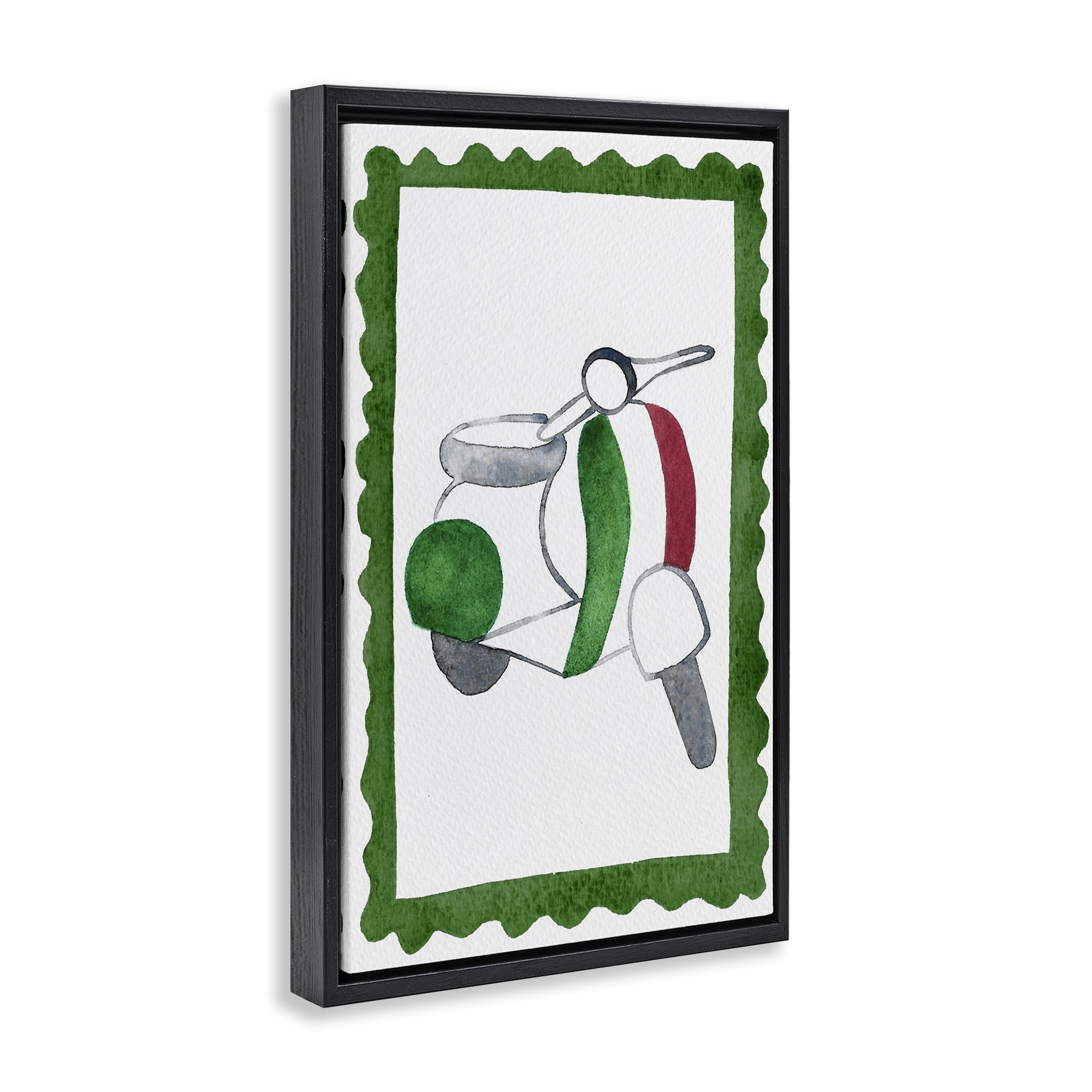 Stupell Industries Italian Motor Scooter Black Framed Floater Canvas Wall Art, design by Camila Juncos
