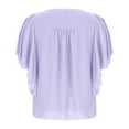 thumbnail image 6 of Sevevn New Solid Summer Casual Loose Round Neck Chiffon Tops Blouses for Women Summer Deals Purple XL, 6 of 7