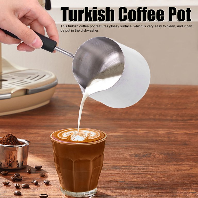Bueautybox Stainless Steel Turkish Coffee Pot Stainless Steel 304 Coffee  and Butter Warmer, Premium Milk Warmer and Milk Pot with Spout 