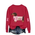 thumbnail image 5 of Jindong Women's Dog Ribbon Breast Cancer Awareness Print Sweatshirt, 5 of 5