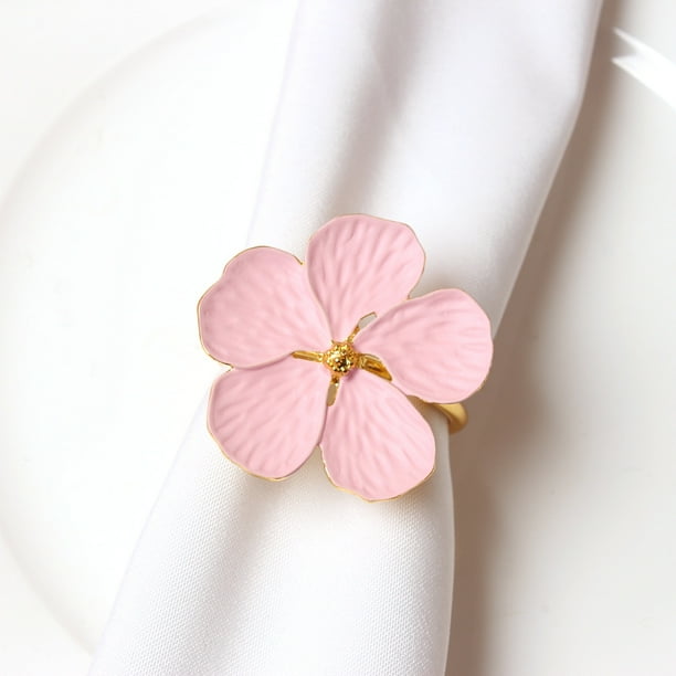 Xiao Hua Servilleteros decorativos de escritorio para restaurante familiar, con diseño de flores de colores, de aceite blanco y cinco pétalos de flor de ciruelo, 12 unidades (rosa)