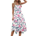 thumbnail image 6 of Women's Causual Dresses Sleeveless Round Neck Drawstring Ruffle A-Line Mini Dress Pink, 6 of 8